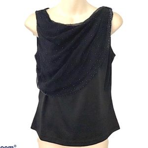 Willi Smith Beaded Silk Draped Bodice Knit Top
